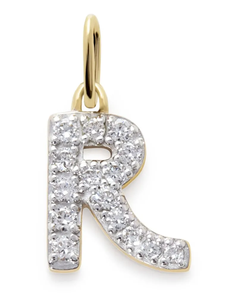 Monica Vinader 14kt Gelbgoldhalskette mit R-Anhänger mit Diamant Gold
