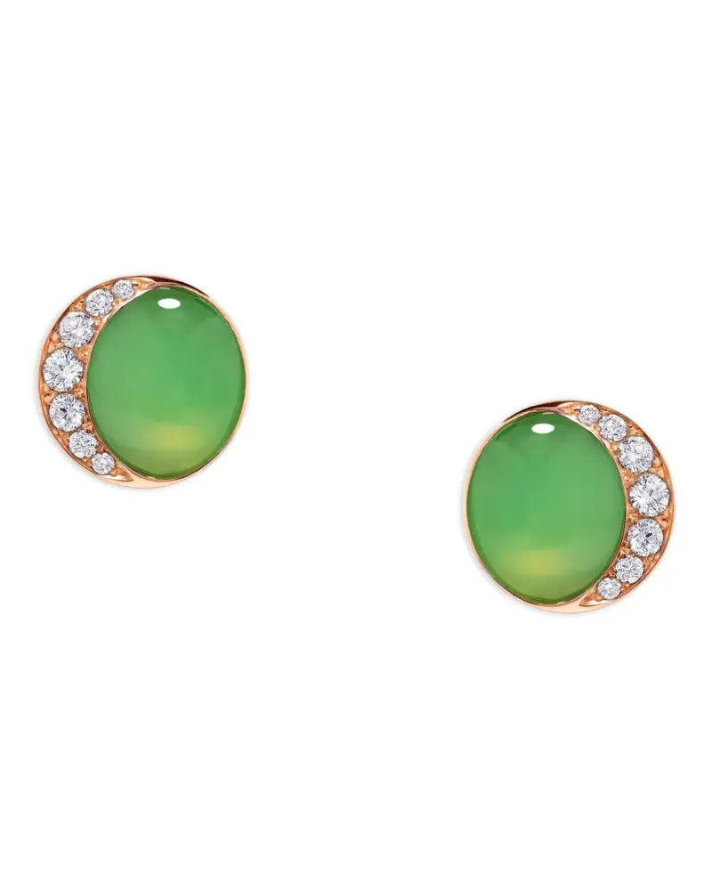 David Morris Runde 18kt Fortuna Rotgoldohrringe mit Diamanten Gold