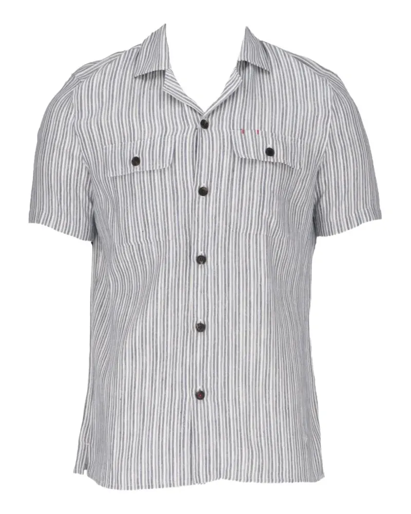 Isaia striped short-sleeved shirt - Weiß Weiß