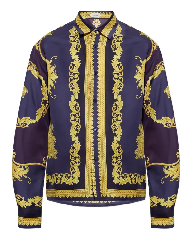 Versace Barocco-print silk shirt - Blau Blau