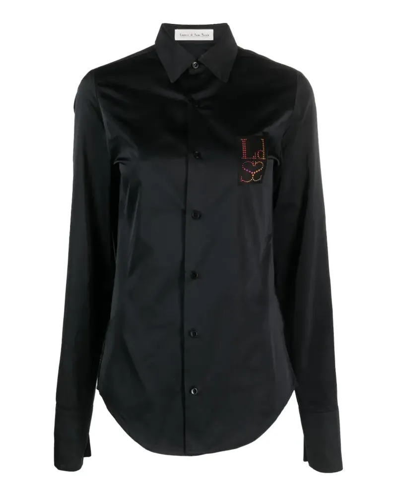 Ludovic de Saint Sernin rhinestone-embellished logo-patch shirt - Schwarz Schwarz