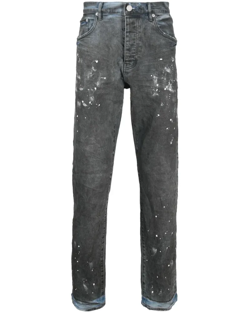 PURPLE BRAND Gerade Jeans mit Farbklecks-Print - Blau Blau