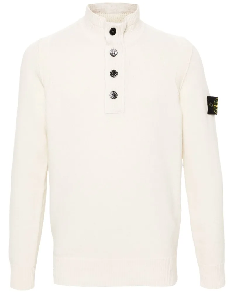 Stone Island Pullover mit Kompass-Patch - Weiß Weiß