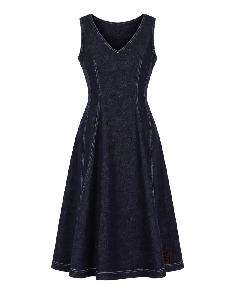 Marni contrast-topstitching V-neck dress - Blau Blau