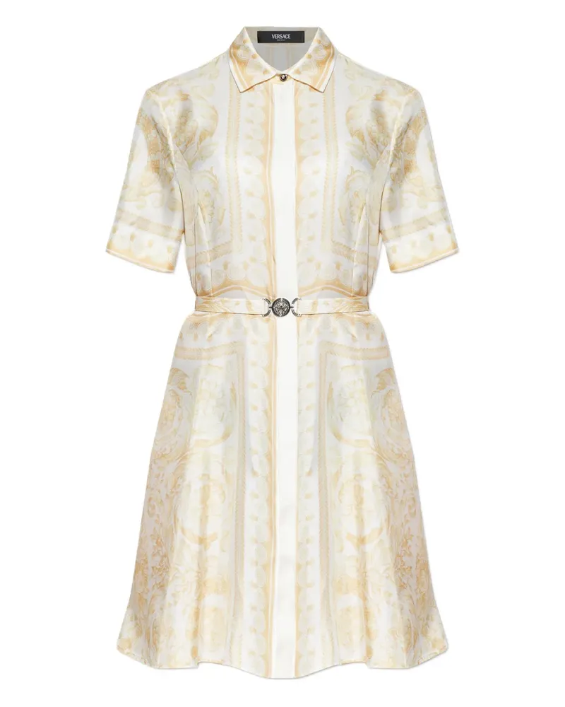 Versace belted print mini dress - Weiß Weiß