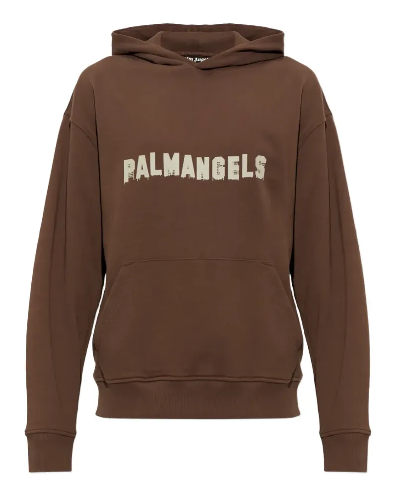 Palm Angels logo-print hoodie - Braun Braun