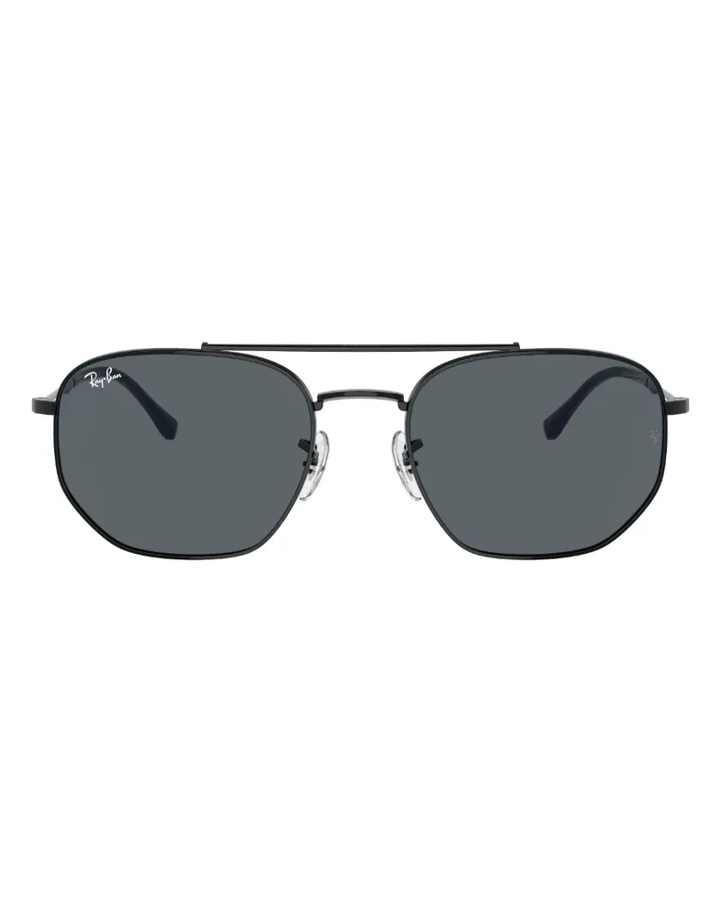Ray Ban Eckige Sonnenbrille mit Logo-Gravur - Schwarz Schwarz