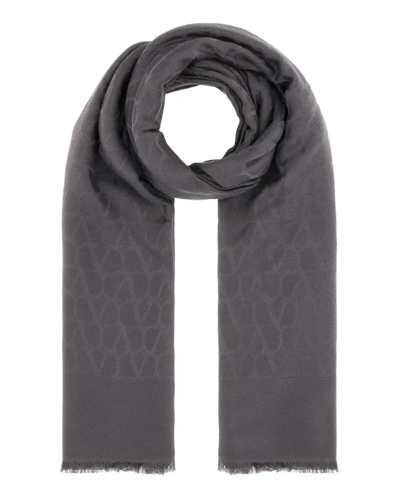 Valentino Garavani jacquard fringed scarf - Grau Grau