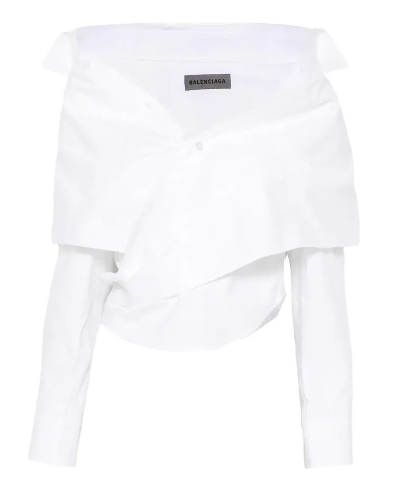 Balenciaga Schulterfreie Bluse im Wickelstil - Blau Blau