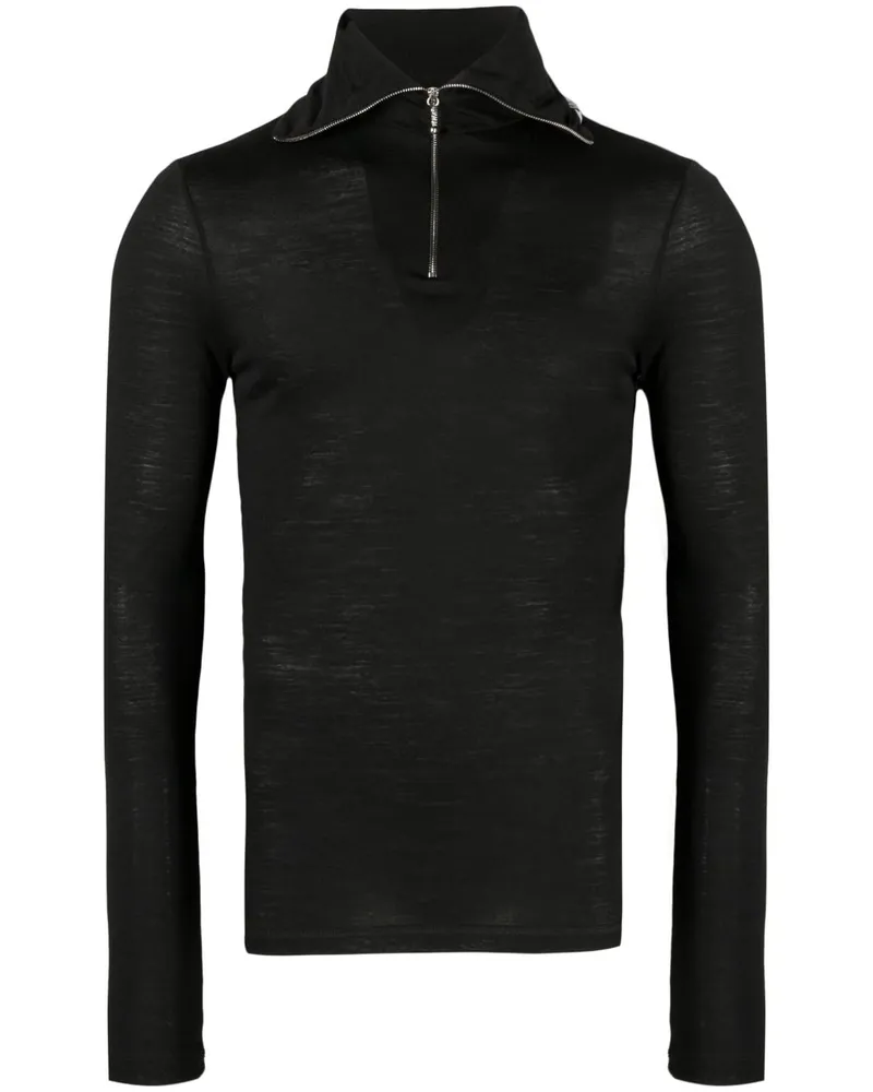 Jil Sander T-Shirt mit Reißverschlussdetail - Schwarz Schwarz