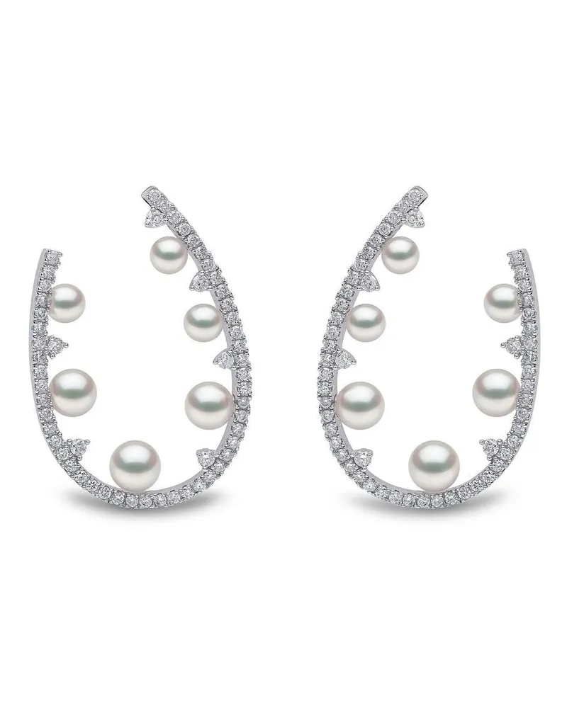 YOKO London 18kt Sleek Weißgoldohrringe mit Akoya-Perlen und Diamanten - Silber Silber