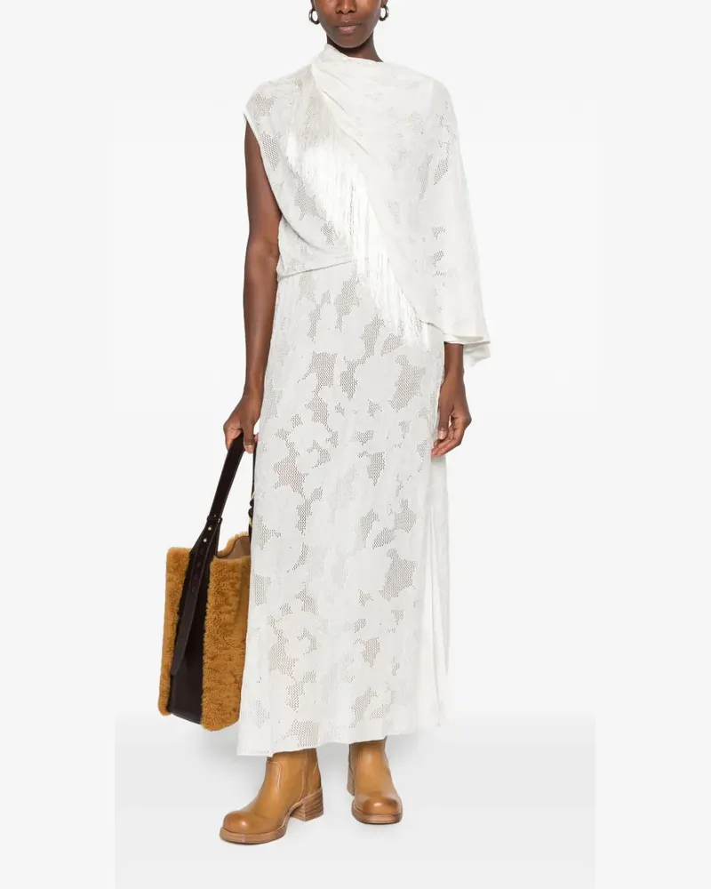 Cecilia Prado fringe-trim floral-lace maxi dress - Weiß Weiß