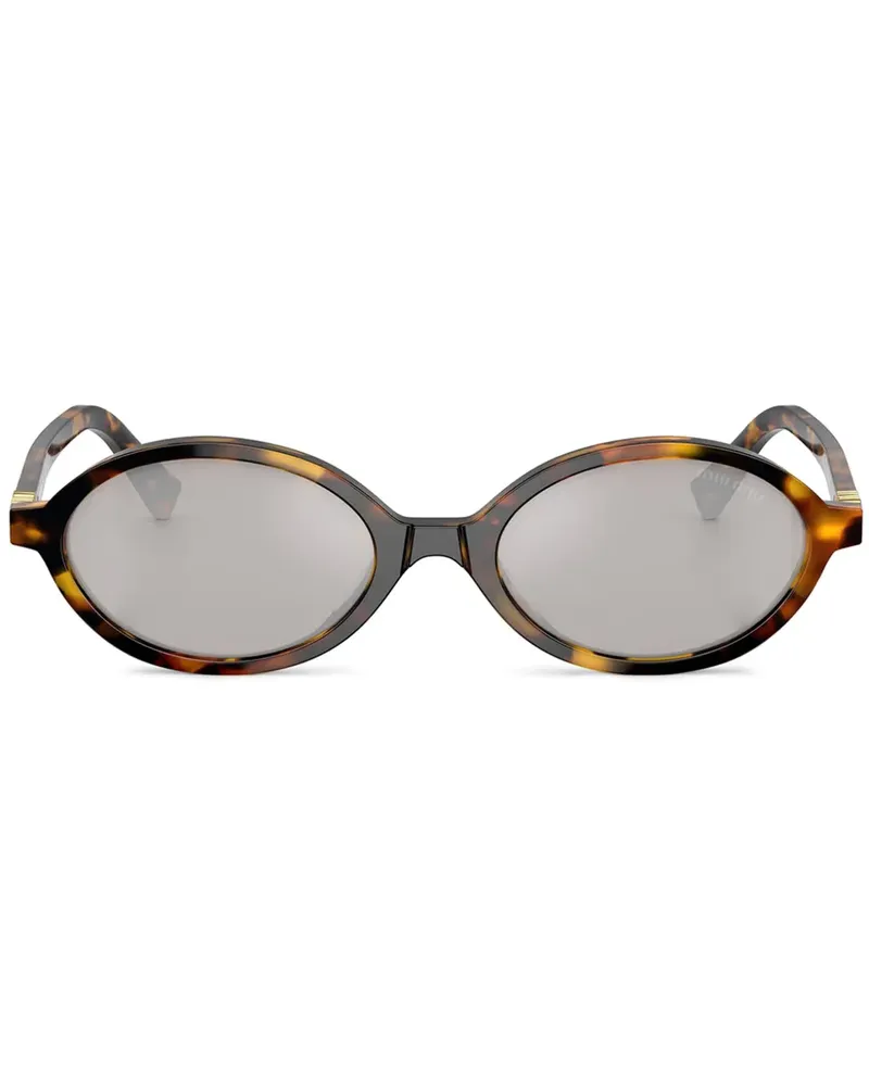 Miu Miu Sonnenbrille mit Logo - Braun Braun