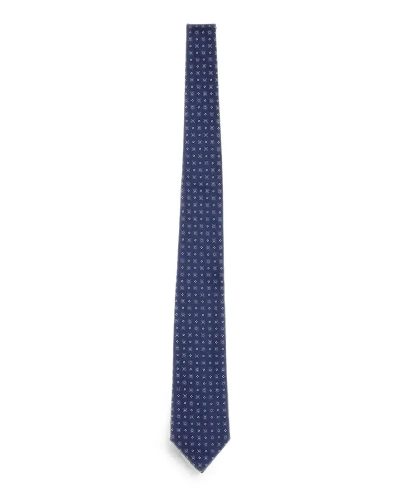 Kiton micro-geometric silk tie - Blau Blau