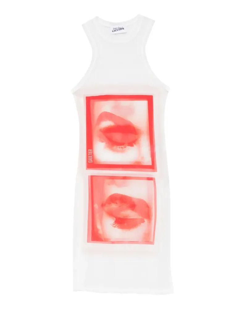 Jean Paul Gaultier eye print mini dress - Weiß Weiß