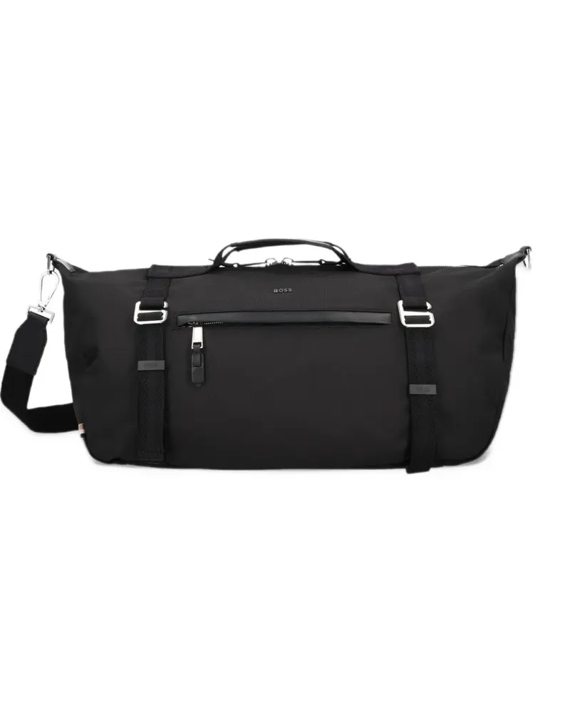 HUGO BOSS Reisetasche mit Metall-Logo und Vordertasche - Schwarz Schwarz