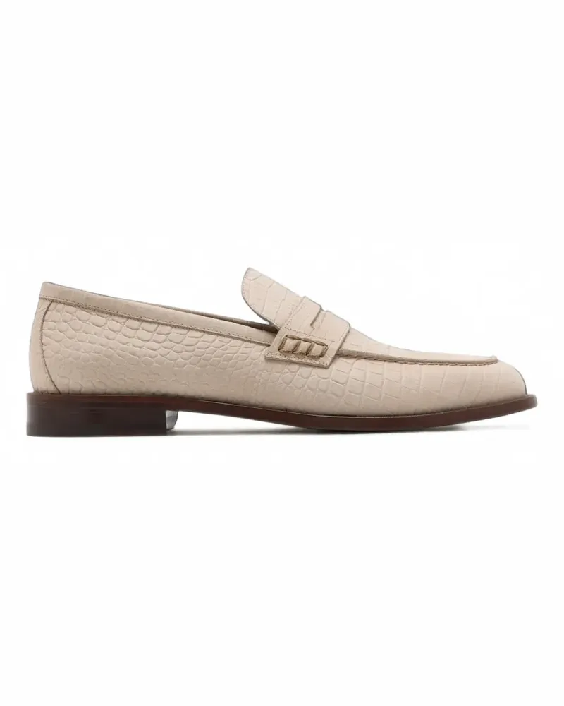 Manolo Blahnik Perry crocodile-effect loafers - Nude Nude