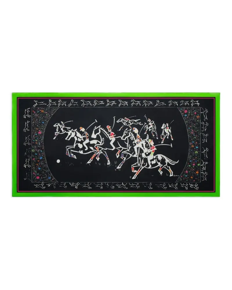 Shanghai Tang equestrian print silk scarf - Schwarz Schwarz