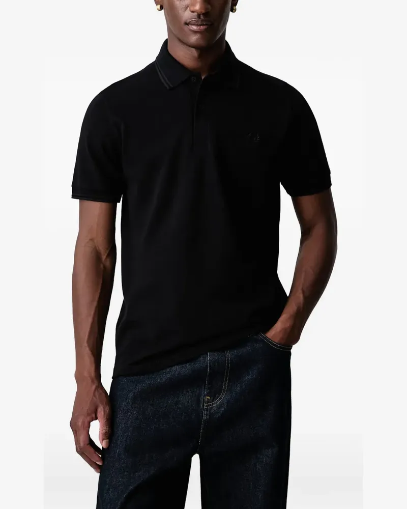Fred Perry Poloshirt mit Kontrasträndern - Schwarz Schwarz