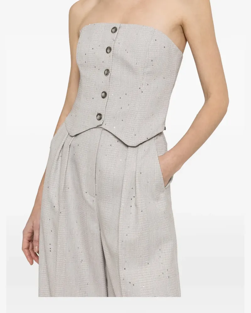 NISSA embellished wide-leg palazzo pants - Grau Grau