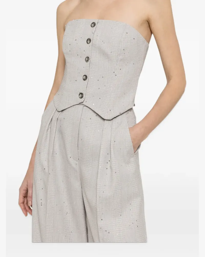 NISSA Verzierte Wide-Leg-Palazzohose - Grau Grau