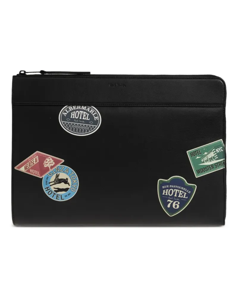 Paul Smith hotel-patch leather document case - Schwarz Schwarz