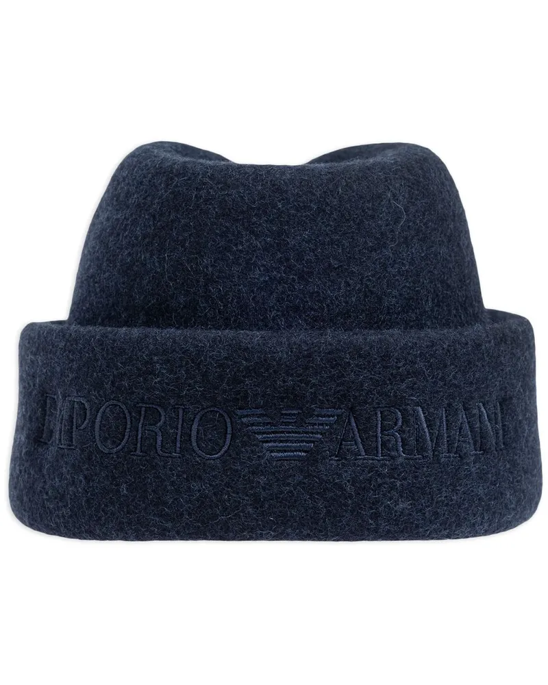 Emporio Armani Beanie mit Logo-Stickerei Blau