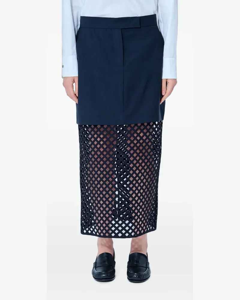 Max Mara Midirock aus Wolle mit Cut-out-Overlay - Blau Blau