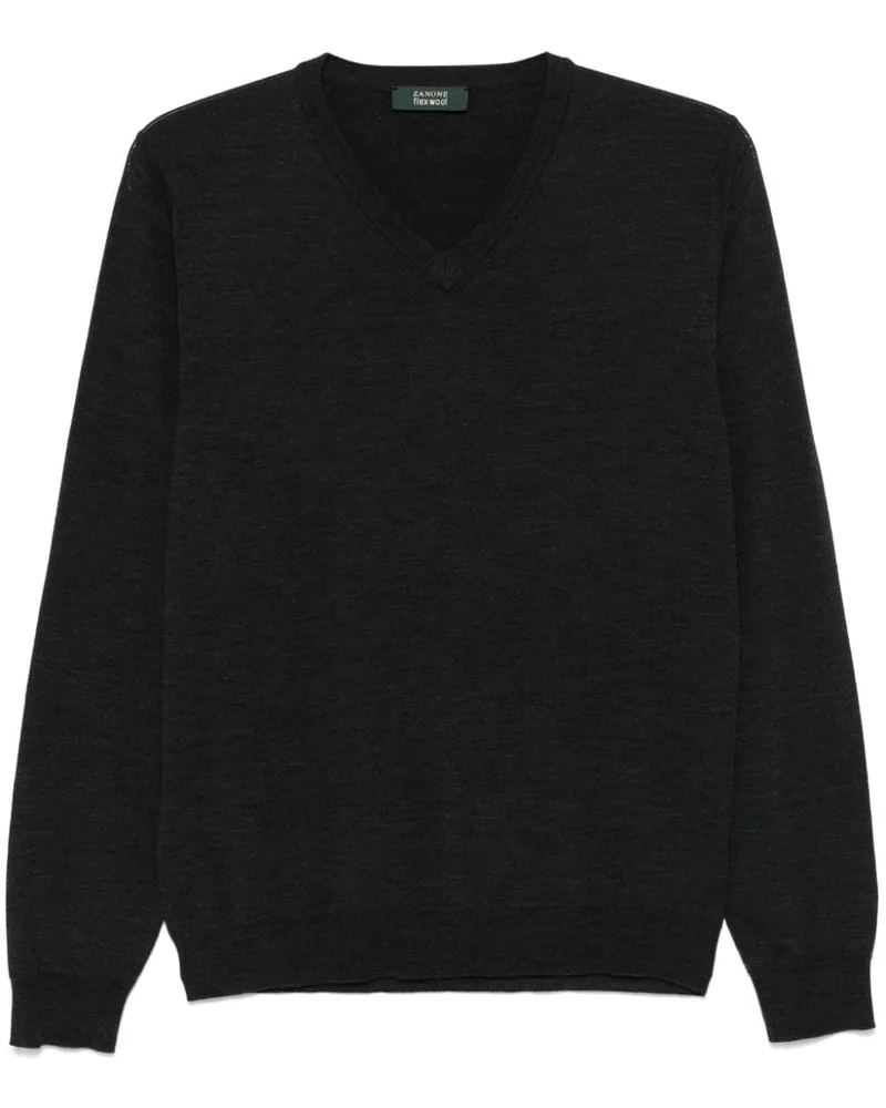 Zanone Fein gestrickter Pullover - Grau Grau