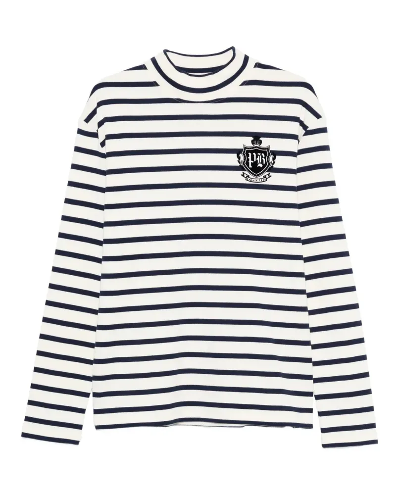 Balmain Gestreiftes Langarmshirt - Weiß Weiß