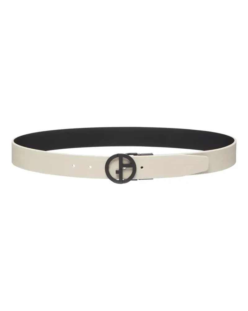 Giorgio Armani logo-plaque leather belt - Weiß Weiß