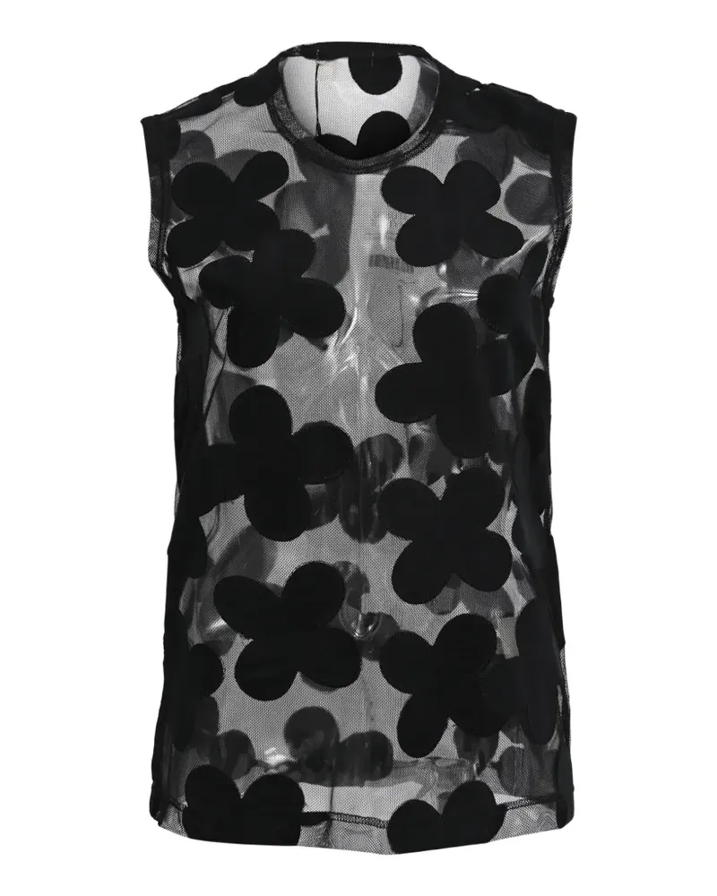 Comme des Garçons Bluse mit Blumenapplikation - Schwarz Schwarz