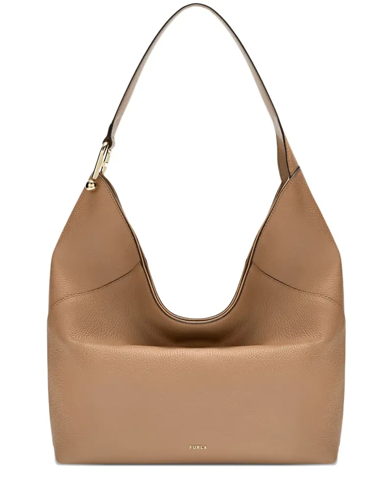 Furla Große Lara Schultertasche mit Struktur - Nude Nude