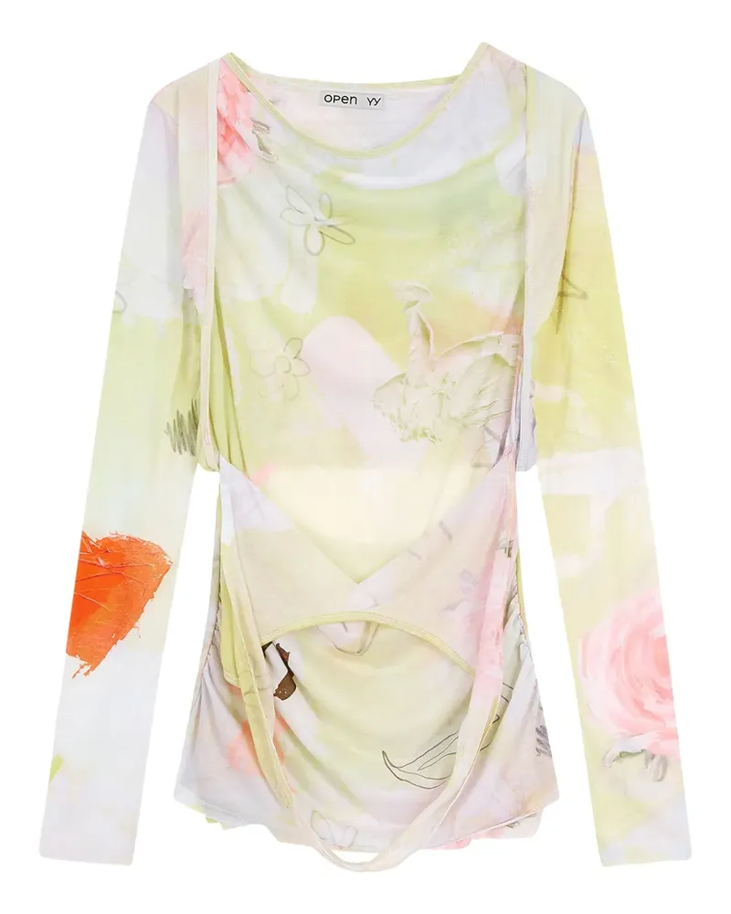 OPEN YY Oberteil mit grafischem Print - Gelb Gelb