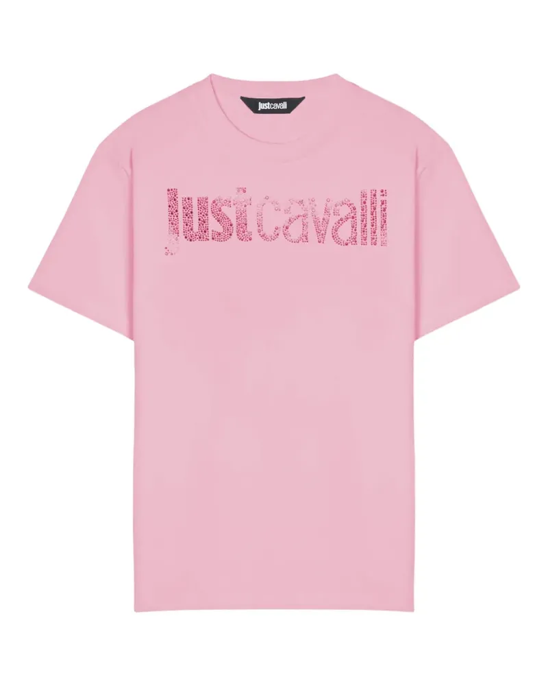 Just Cavalli crystal-embellished logo t-shirt - Rosa Rosa