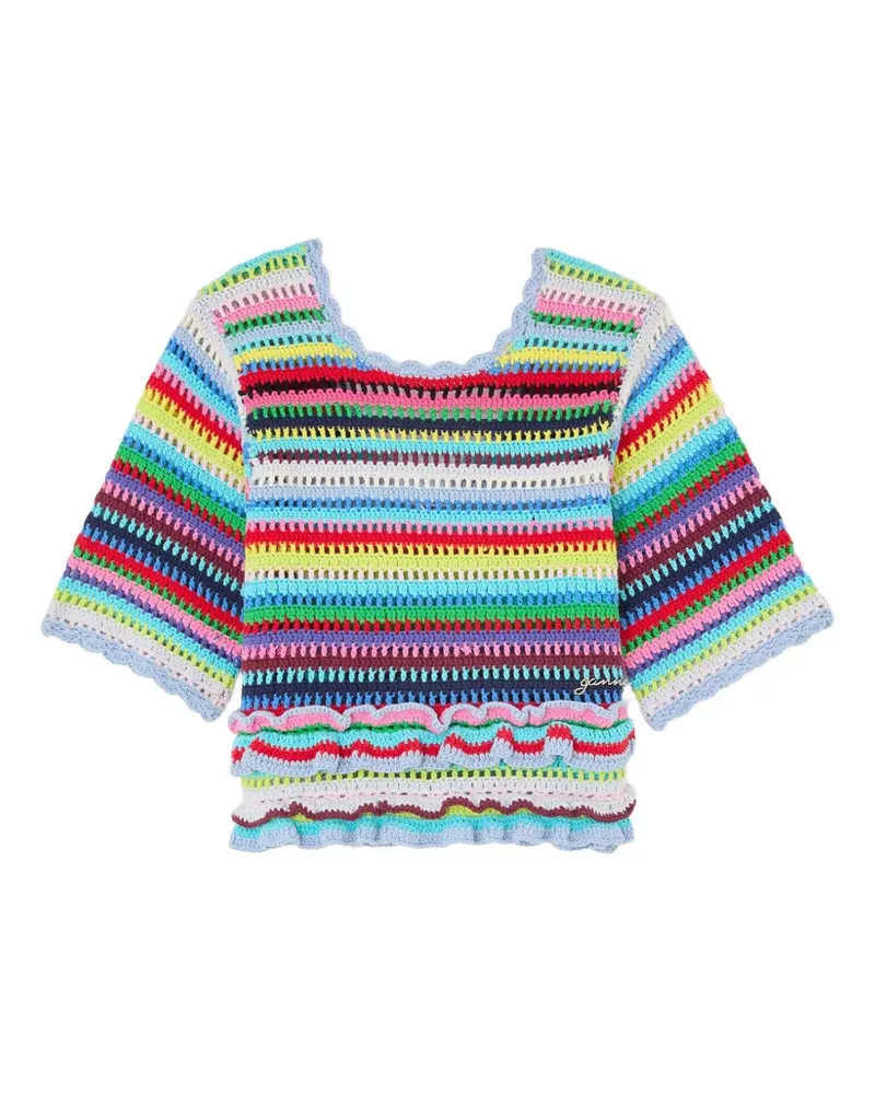 Ganni striped ruffled blouse - Blau Blau