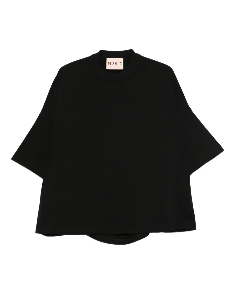 PLAN C T-Shirt mit rundem Ausschnitt - Schwarz Schwarz