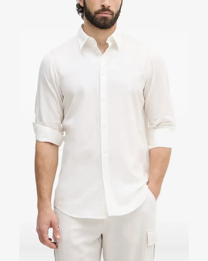 Armani Exchange logo-embroidered long-sleeve shirt - Weiß Weiß
