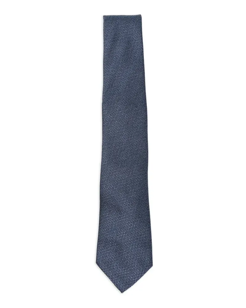 Canali micro-patterned silk tie - Blau Blau