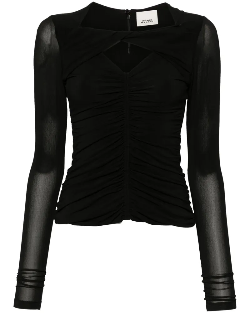 Isabel Marant Geraffte Vandalia Bluse Schwarz