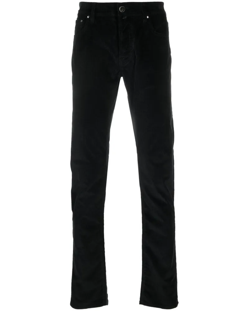 Jacob Cohën Straight-Leg-Jeans mit Logo-Patch Schwarz