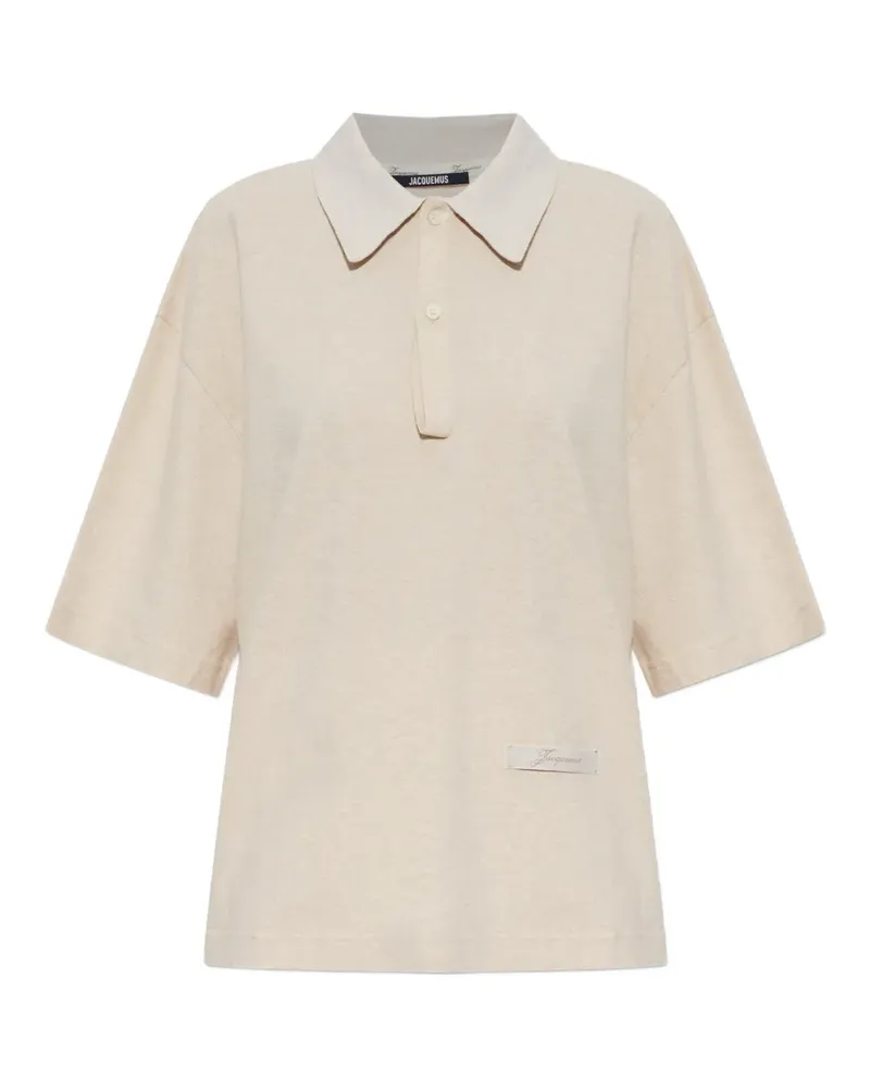 Jacquemus Ruban logo-patch polo shirt - Nude Nude