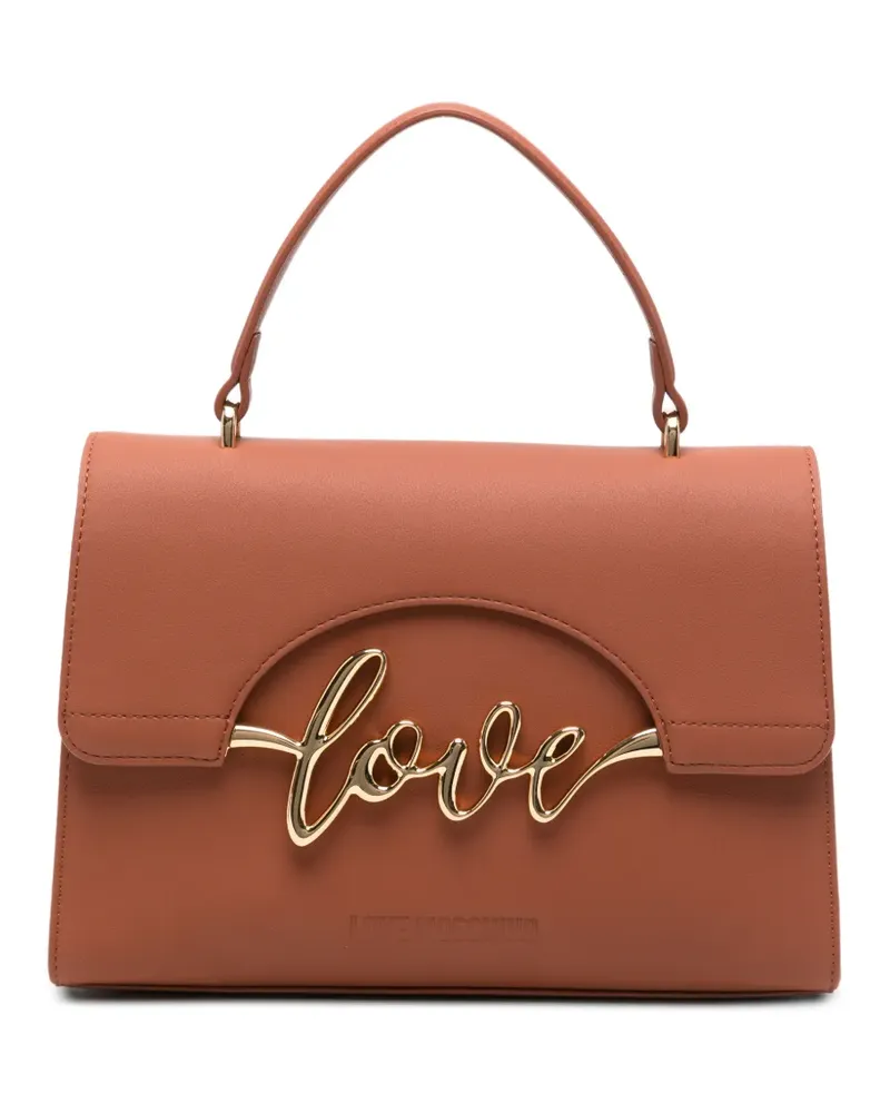 Moschino Shopper mit Logo-Schild - Braun Braun