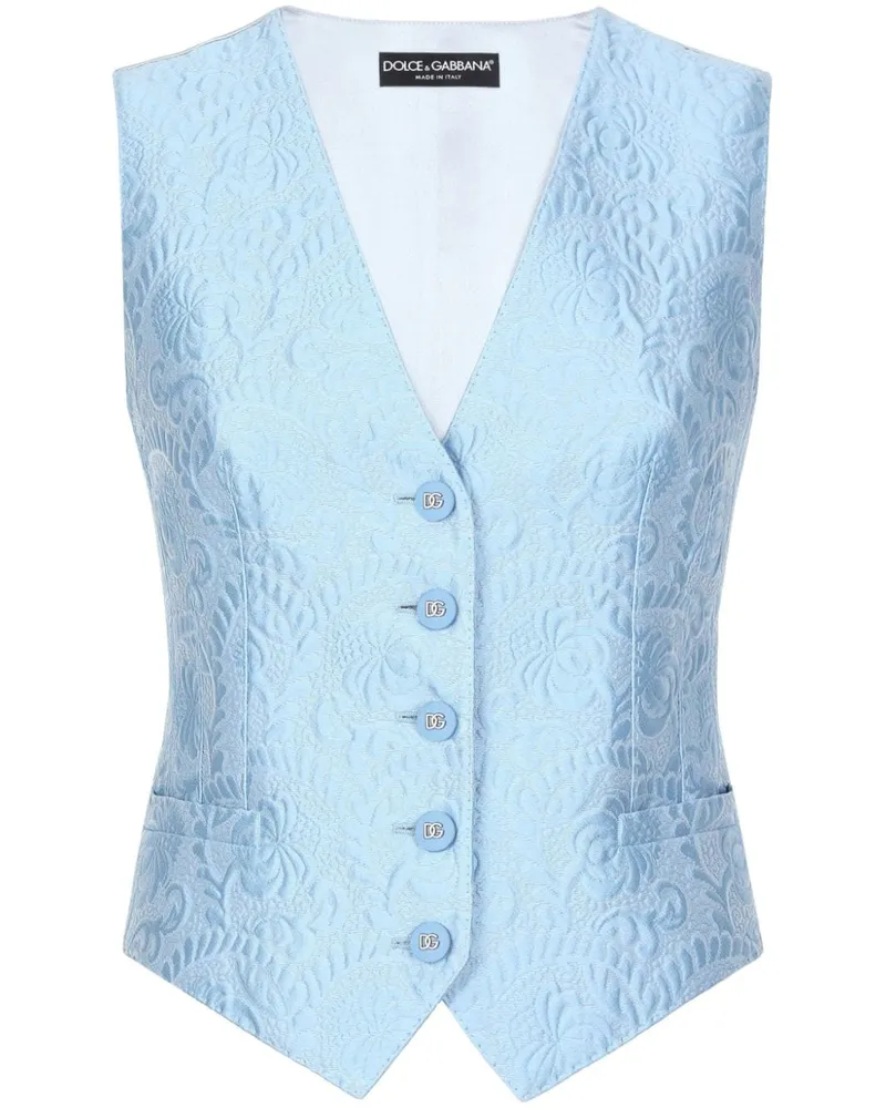 Dolce & Gabbana Weste mit Blumen-Jacquardmuster - Blau Blau
