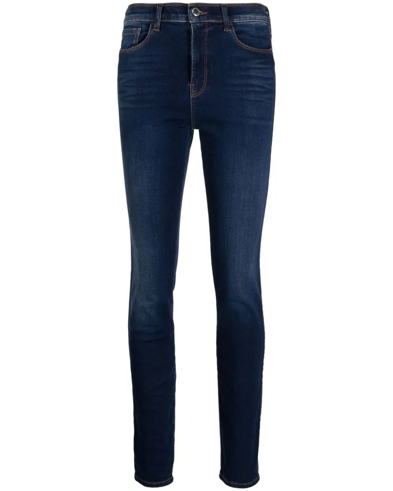 Emporio Armani Skinny-Jeans mit Logo-Stickerei Blau