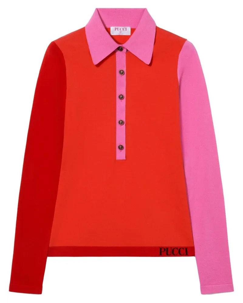 Emilio Pucci Gestricktes Poloshirt - Rot Rot