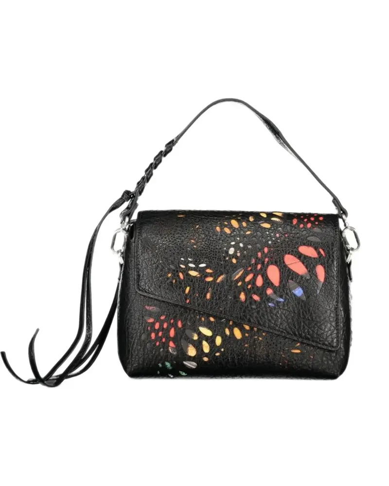 Desigual medium cut-out whipstitch-trim tote bag - Schwarz Schwarz