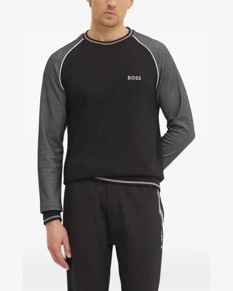 HUGO BOSS Sweatshirt mit Kontrasteinsätzen - Schwarz Schwarz