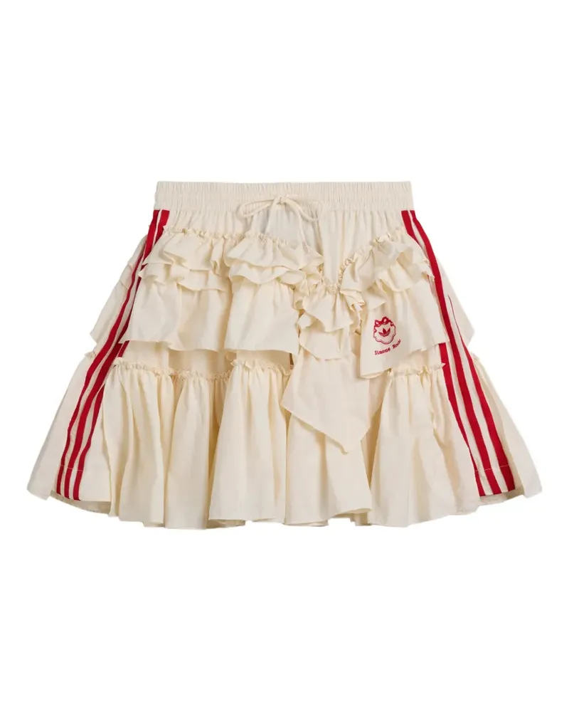 adidas x Simone Rocha asymmetrischer Minirock mit Rüschen - Weiß Weiß
