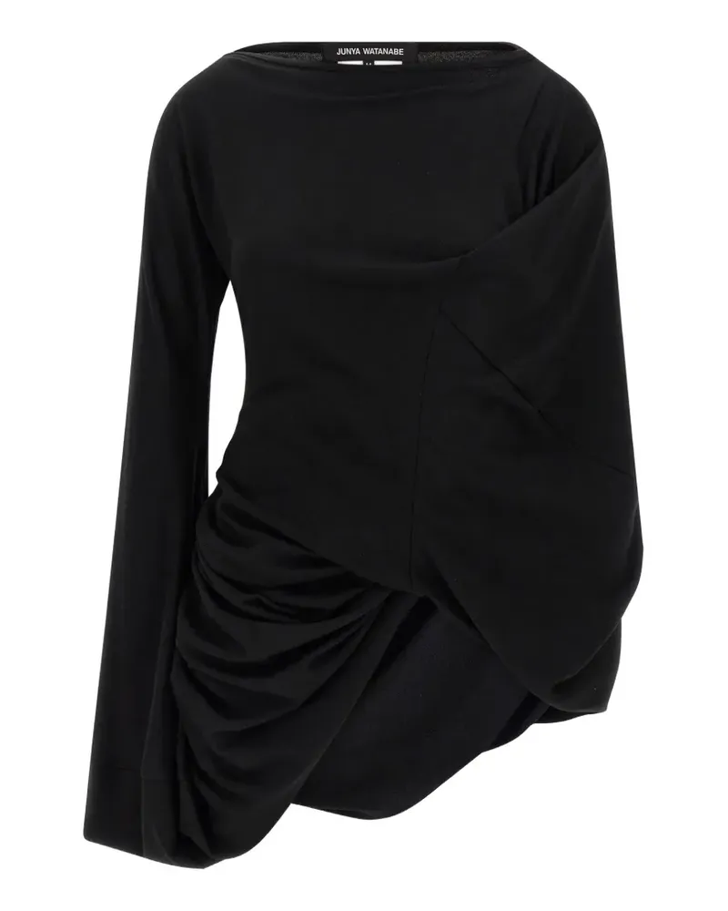 Junya Watanabe Asymmetrisches Top mit Drapierung - Schwarz Schwarz